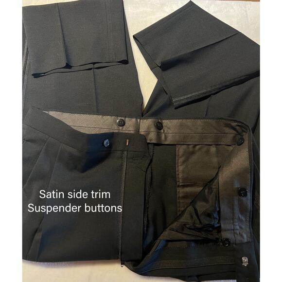 Joseph Abboud Mens 44L 36x29 Black Tuxedo Double Breasted Virgin Wool - Picture 12 of 16